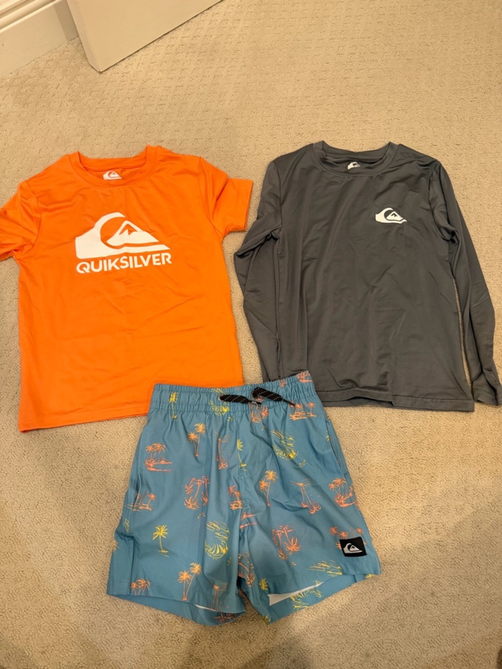 NWT Quiksilver Kids Swim Set - Orange, Gray & Blue